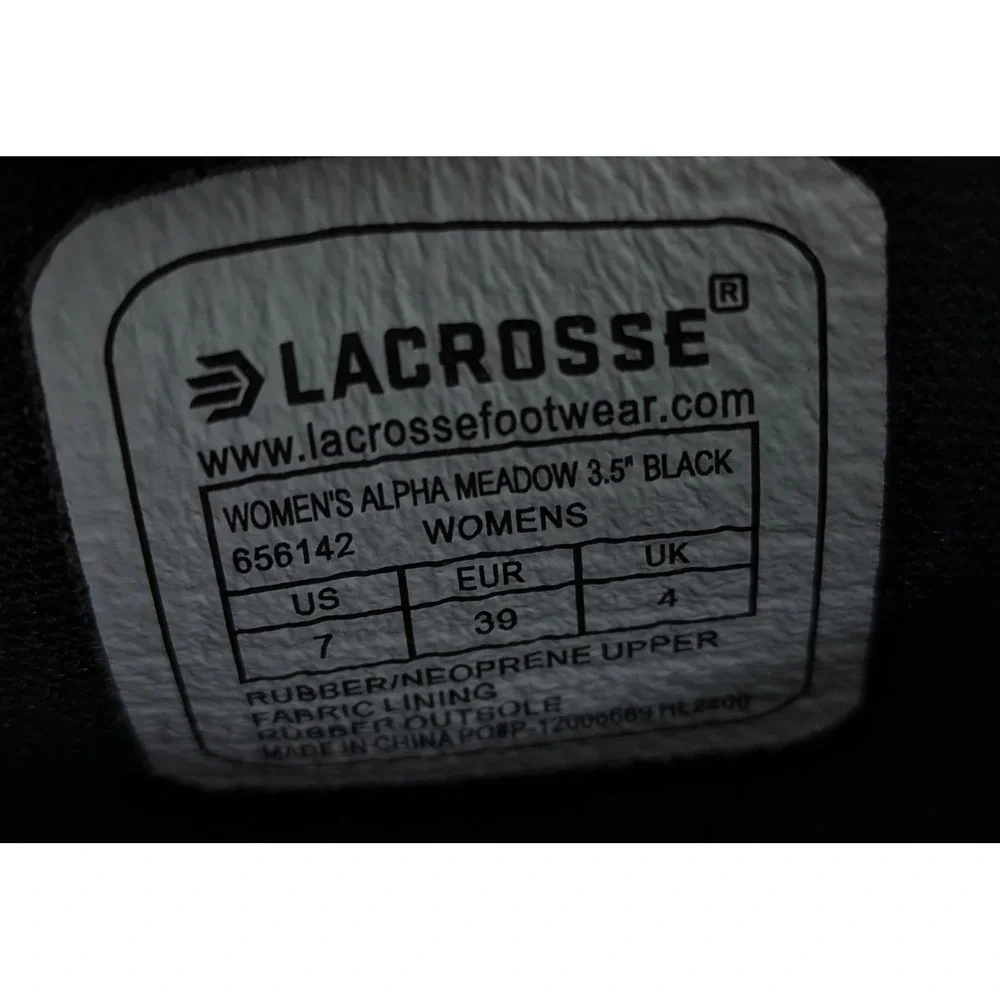Womens LaCrosse Alpha Meadow 3.5in Black Rubber Work Shoes 656142 Size 7